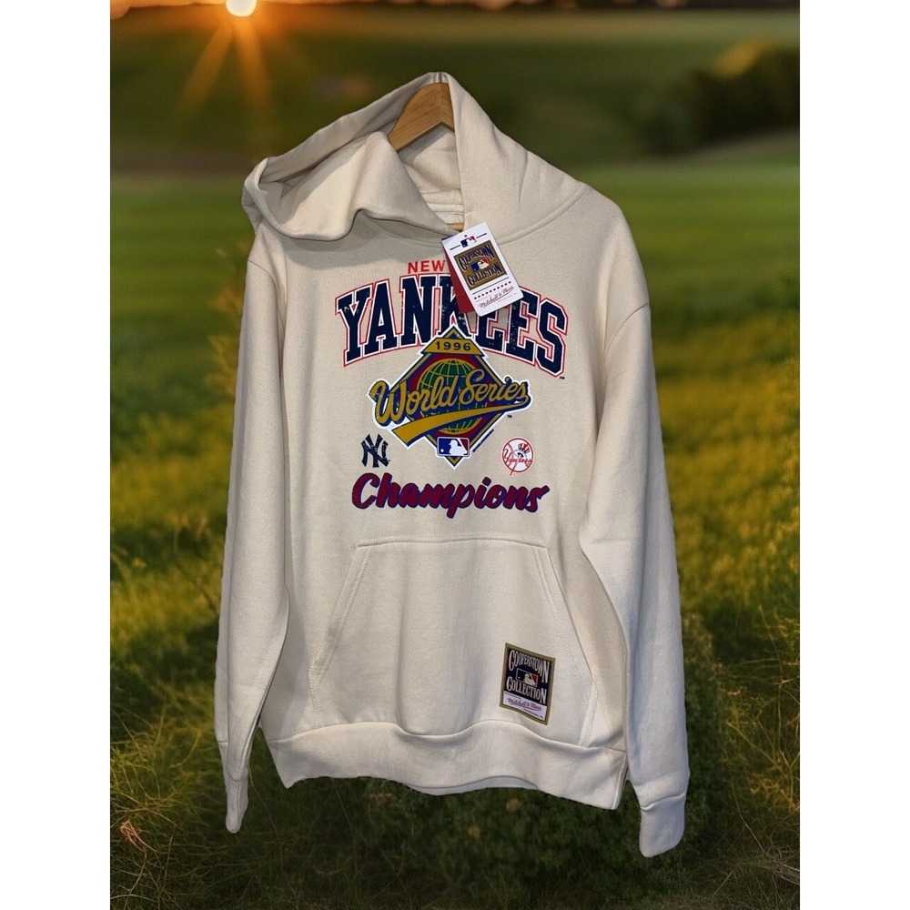 Mitchell & Ness Sweatshirt Hoodie Men M Ivory Yankees Cooperstown